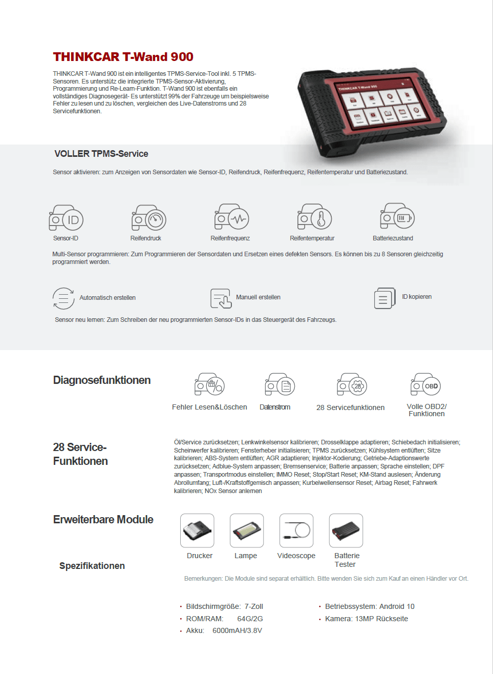 THINKCAR T-WAND900 – Professional TPMS and diagnostic tool