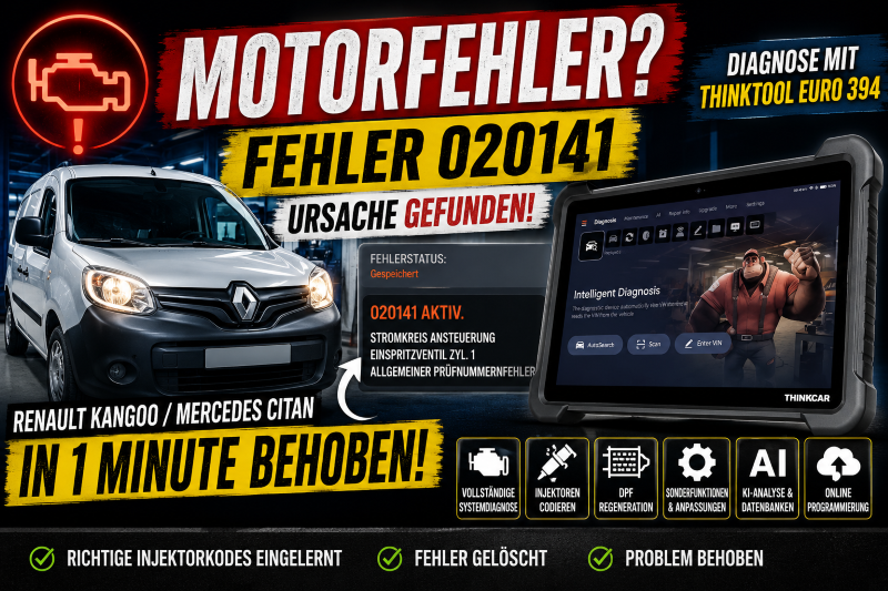 Mercedes Citan & Renault Kangoo Fehler 020141 – Injektorkodierung als Ursache