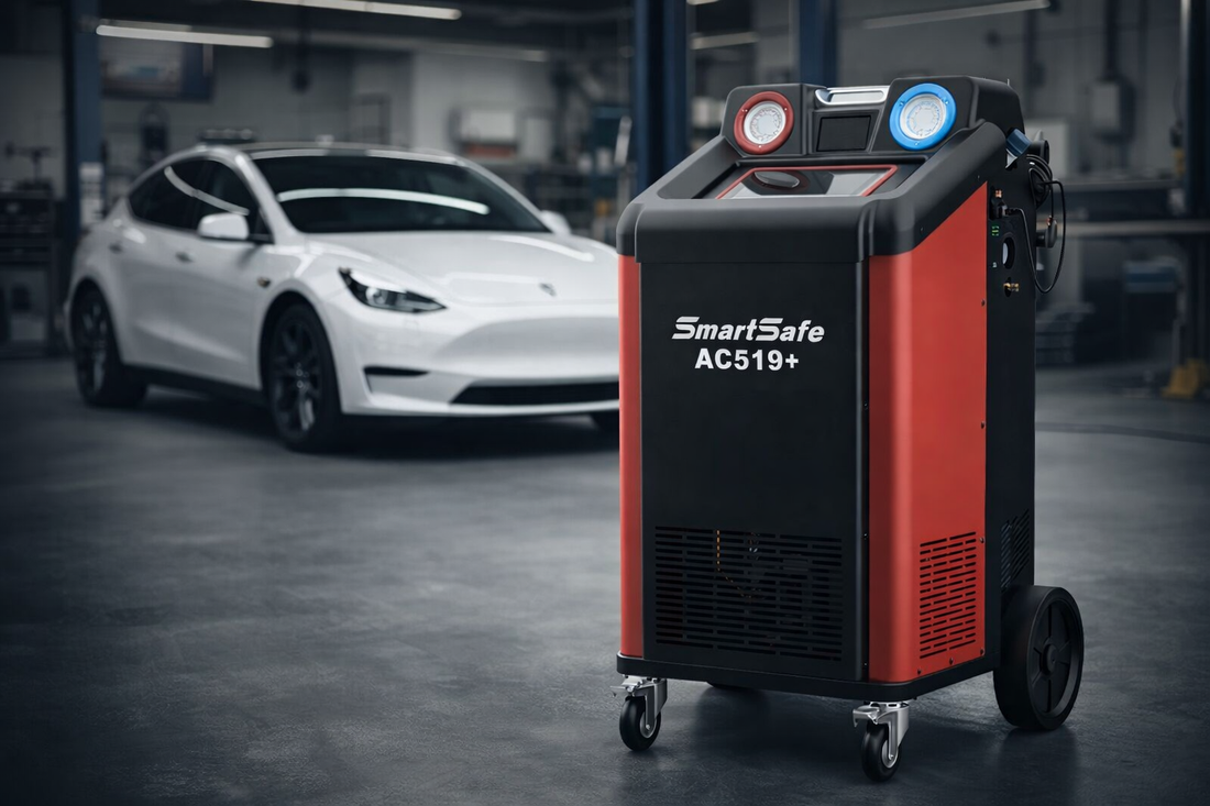 Klimaservice Tesla Model Y – Gerät, Ablauf & Lösung mit AC519+