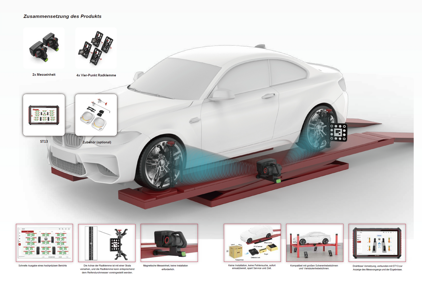 SmartSafe WA613 – 3D-Achsmessgerät – 3-Punkt-Halter (Reifenmontage)